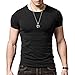 XShing Cotton Men's T-Shirt Comfort-Soft Fitness Crew-Neck T-Shirts (M, Black)