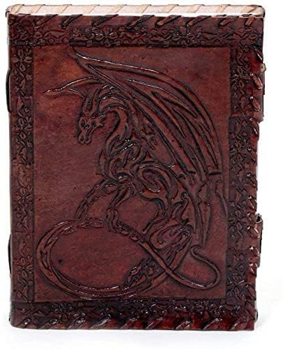 MONTEXOO Dragon Leather Bound Journal - Rustic Brown, 7"X5", 220 Pages Dungeons Dragons - Vintage Blank Paper Diary for Writing, Drawing, Sketchbook, and Travel Notebook - Ideal for Women and Men