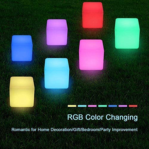 LED Glow Cube Lights, 16 RGB Colors Changing and Remote Control, IP68 Waterproof with Rechargeable Battery & Adapter Power (4 Inches)
