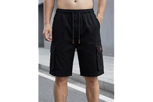 Men's Cargo Pants with Elastic Waistb and Drawstring, Big Tall Relaxed Fit, Summer Casual Work Shorts