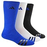 adidas Men's Cushion Crew Socks (Pack of 3), Bold Blue/White/Black, One Size