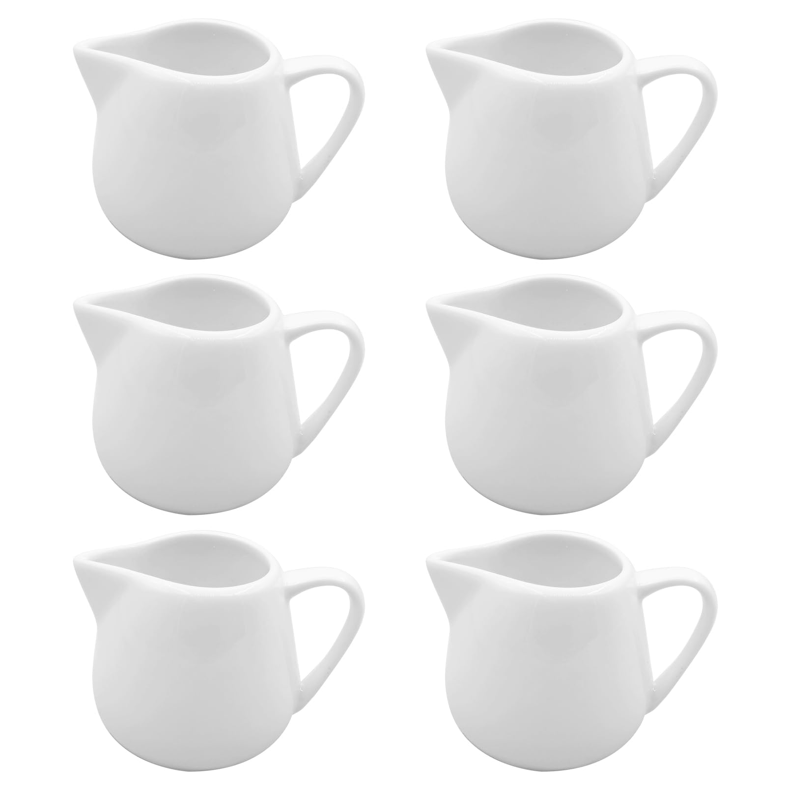Set of 6 Ceramic Milk Frothing Pitchers 130ml/4.4oz Elegant Porcelain Creamer Drip-Free Spout, Perfect for Coffee Creations Ceramic Milk Jug with Handle