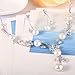 EleQueen Women's Cubic Zirconia Simulated Pearl Flower Bridal Necklace Earrings Jewelry Set Ivory Color Silver-Tone