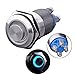 Ulincos® Latching Pushbutton Switch U16B2 1NO ON/Off Silver Stainless Steel Shell with Blue LED Ring Suitable for 16mm 5/8