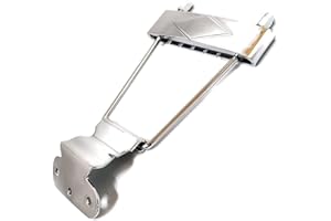 MUSICIAN OUTFITTERS 6 String Trapeze Tailpiece for Jazz Archtop Electric Guitar Replacement (Chrome Short)