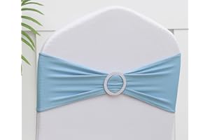 Gankar Baby Blue Chair Sashes 50 Pack, Baby Blue Sashes for Covers, Chair Bands for Wedding, Light Blue Chair Sashes for Gender Reveal Baby Shower Decoration