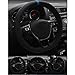 ZATOOTO Flat Bottom Steering Wheel Covers - Blue Star Microfiber Leather - Universal 15 inches d Shaped Better Grip Car Interior Accessories