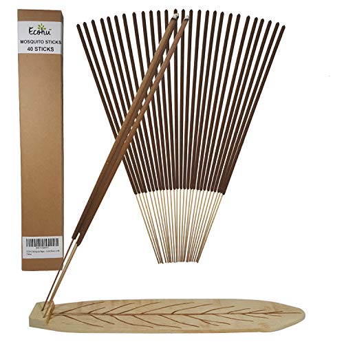 ECOHU Mosquito Repellent Sticks - All Natural Insect Repellent Incense Sticks - Eco friendly - non toxic - Bamboo Infused with Lemongrass & grapefruit peel (Pack of 40)