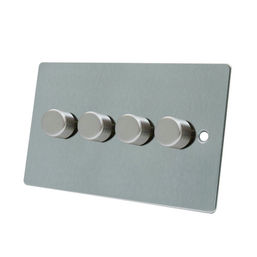 AET FSC4GDIM40 400 W 10 A 4-Gang 2-Way Satin Chrome Flat Light Dimmer Switch