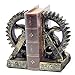 Bellaa 25662 Decorative Bookend Gear Book Ends Industrial Science Rustic Vintage Unique Heavy Steampunk Statues Bookshelves Stopper Support Home Decor Accents