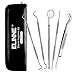 Elinne Dental Hygiene Kit - 5 Piece Dentist Tools - Anti-Fog Mirror, Dental Scaler, Tarter Scraper, Dental Pick, Dental Tweezers For Calculus & Tartar Removal, Gum Health, Teeth Cleaning