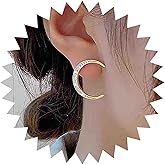 Iaceble Vintage Crystal Moon Star Stud Earrings Rhinestone Star Earrings CZ Crescent Moon Earrings Gold CZ Northstar Stud Earrings Jewelry for Women