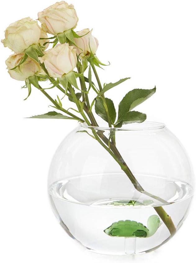 Balvi Vase Atlantis Green colour Vase-shaped flowers with green turtle aquarium glass inside original, Multicolored - Image 4
