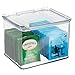 mDesign Plastic Kitchen Pantry and Fridge Storage Organizer Box Containers w/Hinged Lid for Shelves or Cabinets, Holds Food, Snacks, Seasoning, Condiments, Utensils, Lumiere Collection, 4 Pack, Clear