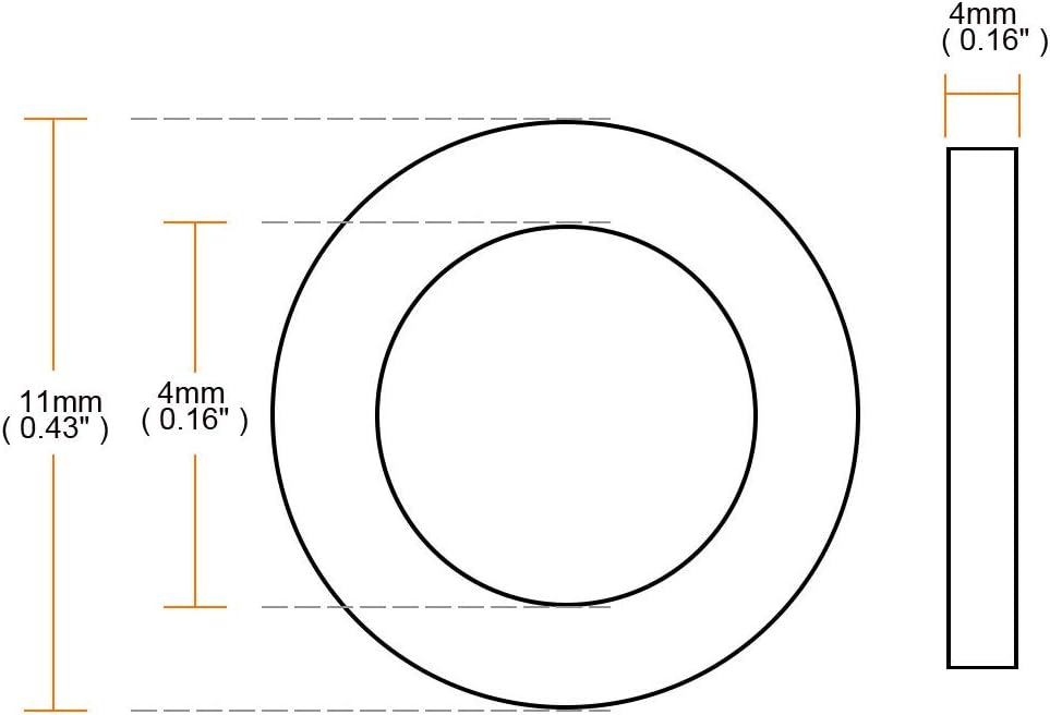 sourcingmap Rubber Flat Washers 11mm OD 4mm ID 4mm Thickness for Faucet Pipe Water Hose Pack of 10, 11mmx4mmx4mm - Image 3