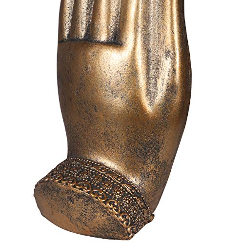 NBHUZEHUA Buddha Sitting in Hand Statue Resin Lao Thai Buddhist Figurines Home Decor Zen Gifts Gold - Thumbnail 7
