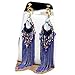 CNCbetter Women Fashion Charms Blue Crystal Charms Long Dangle Tassel Screw Back Clip On Earring