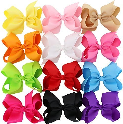 4.5Inches Baby Girls Boutique Solid Hair Bows Grosgrain Ribbon Cheap Simple Infant Headband Bows Alligator Hair Clips For Teens Babies Kids Toddlers Newbron 12pcs