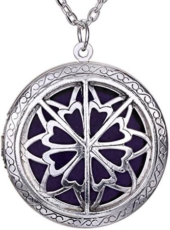 Aroma Locket Essential Oil Diffuser Antique Silver Peace OM Celtics Knots Flower Of Life Pendant Necklace + Bohemia Style Gift Pouch (XSH-536)