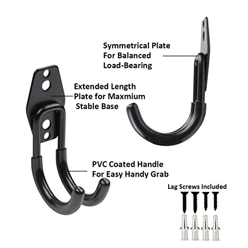 muyimu 3 Sets Garage Hooks heavy Duty U-Hook With Anti-Slip Coating,For Home Garage Chair Ladder Storage Organizer,Garage Hooks For Hanging Shovels,Wall Mounted Hanging Tools(Round Hook Small Black)