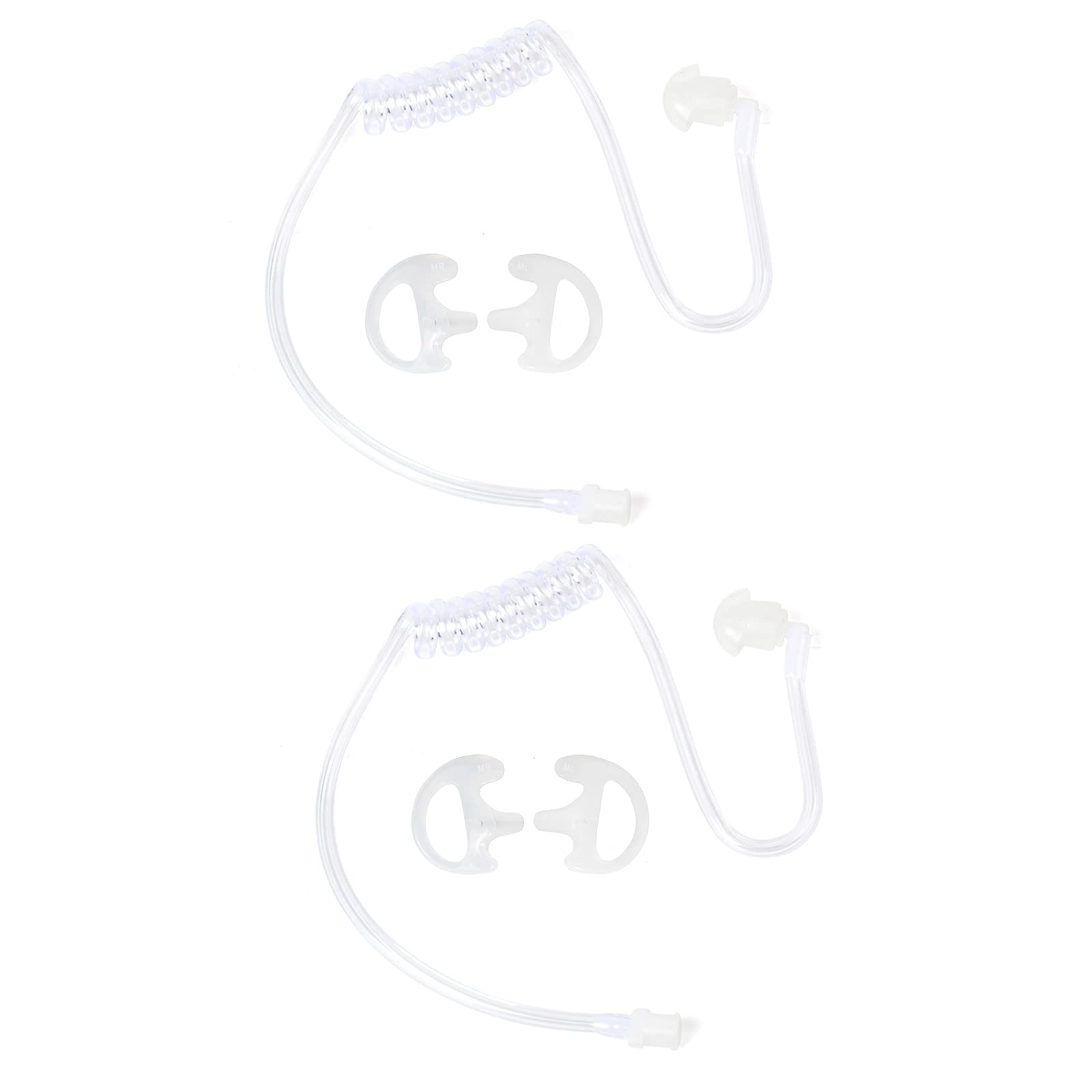 UAYESOK Two Way Radio Air Acoustic Coil Tube Audio Kits with Replacement Earbuds Soft Silicone White Medium Earmold Eartips for Motorola Kenwood Retevis Walkie Talkie Covert Earpiece Headset(2 Pack)