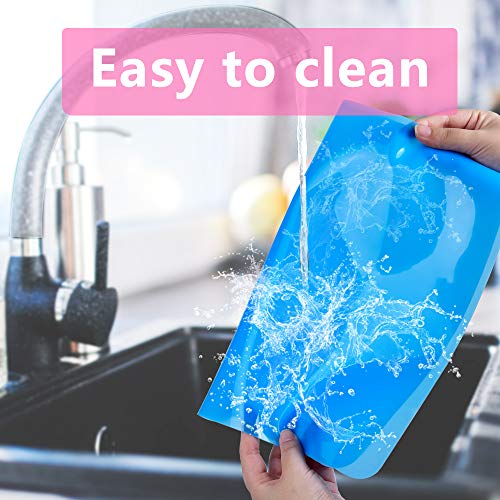 Silicone Sheet for Crafts Jewelry Casting Molds Mats, IKOCO 2 Pcs Silicone Mats for Crafts, Waterproof Washable Heat-Resistant, Rose Red and Blue A3