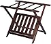 Amazon Basics Rectangular Wooden Folding Suitcase Luggage Rack Stand with Shelf, Espresso