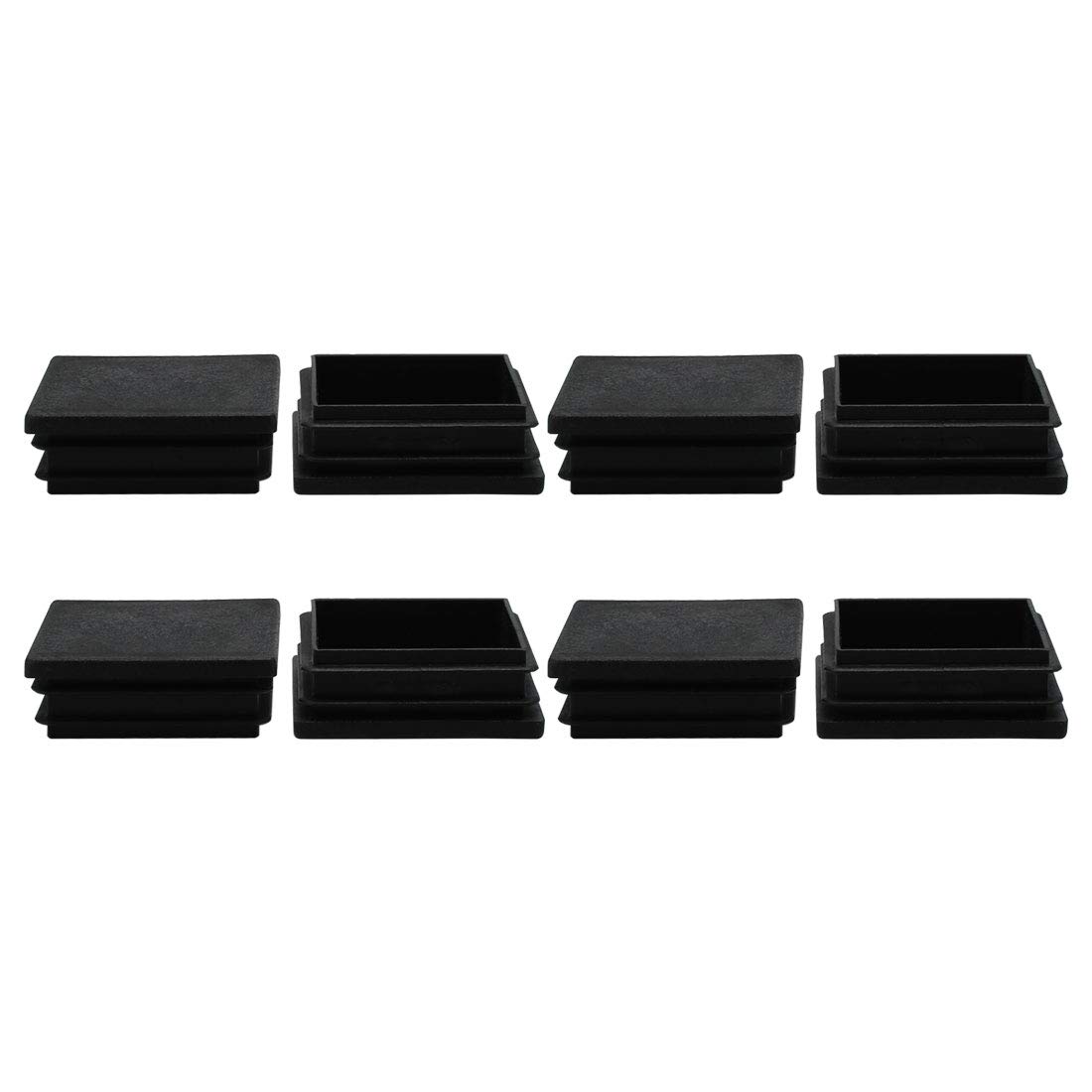 sourcingmap 8pcs Plastic Square 50 x 50mm Ribbed Tube Inserts Pipe Tubing End Covers Caps Furniture Glide Chair Table Feet Floor Protector