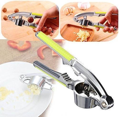 Manual Garlic Press,Premium Stainless Steel Garlic Press, Crusher, Mincer, Stainless Steel Garlic Press &amp; Nut Cracker (Stainless Steel)