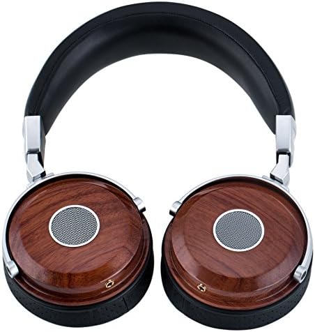 Premium Wood Headphones,ALANGDUO Over-ear Adjustable Headsets Stereo Audio Natural Noise Cancelling Earphones with Build-in Mic and 3.5mm for Cellphones （Rosewood）