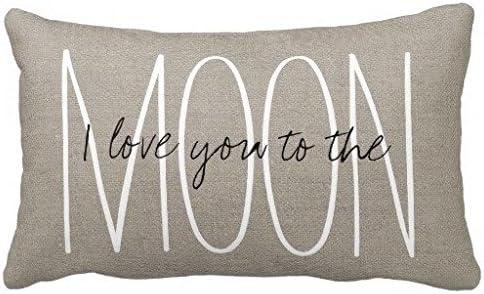 Standard Pillowcase Home Decorative Cushion Case Rustic Chic I Love You To The Moon Pillow Cover 12x18 Inches