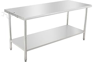 TIOUTBOT 72x30x35 Inch Stainless Steel Table, NSF Heavy Duty Worktable with Adjustable Undershelf, Commercial Metal Prep Table for Kitchen, Restaurant, Home, Hotel, Workstation
