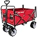 BEAU JARDIN Folding Push Pull Beach Wagon Collapsible Cart 300 Pound Capacity Utility Camping Grocery Canvas Portable Buggies Outdoor Garden Sport Heavy Duty Shopping Wide All Terrain Wheel BG229 Red