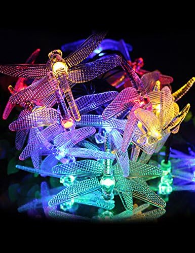 LED Outdoor String Lights LiteXim Dragonfly Fairy Lights 20 LEDs 4.8m/15.7ft Multi-Coloured Solar LED Garden Lights for the Decoration of Lawn Tree Patio Flower and so on