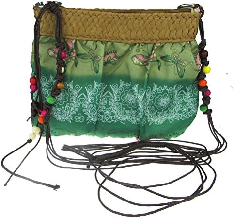 Women Round Straw Pompom Shoulder Bag Corn Summer Woven Bags