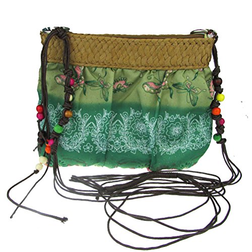 Women Round Straw Pompom Shoulder Bag Corn Summer Woven Bags