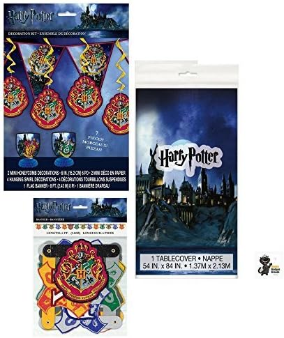 Harry Potter Party Supplies - Includes 1 Tablecover, 7 pc Decoration Kit, and 1 Large Jointed Birthday Banner