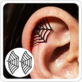 Spider Web Earrings for Women Spider Web Cartilage Earring Funny Fake Spider Punk Stud Earring Hip Hop Goth Halloween Piercing Earring Accessories Jewelry