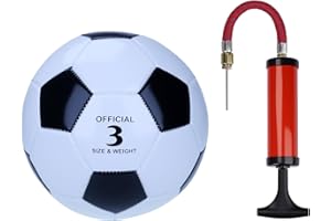 NiuXTool Classic Black & White Soccer Ball with Pump - Machine Stitched PU Leather - Durable Training & Match Ball - Sizes 3, 4, & 5 for Kids & Adults