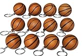 Novel Merk 12 Pack Brown Basketball Keychains for Kids Party Favors & School Carnival Prizes