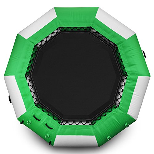 Popsport Inflatable Water Trampoline Series Splash Padded Water Bouncer Inflatable Bouncer Jump Water Trampoline Bounce Swim Platform for Water Sports (Green, 10Ft) - Thumbnail 5