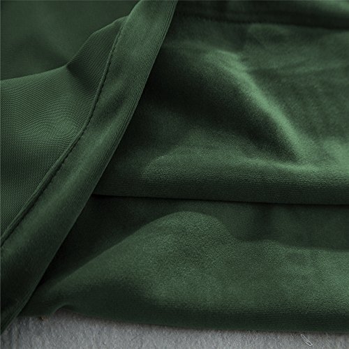 ComforHome Solid Soft Velvet Window Curtain Rod Pocket Drapes (52 inch by 95 inch (2 Panels), Dark Green)