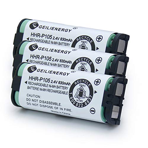 GEILIENERGY HHR-P105 Battery Compatible for Panasonic HHRP105A HHR-P105B KX242 KX-242 KX2420 KX-2420 KX2421 KX-2421 KX2422 KX-2422 KXTG5779 91AAALH2BXZ(Type 31) BATT105 BATT-105 Cordless phone(3 Pack)