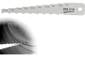 DCOMA Pocket Tech Gauge – 16ths Brake Pad Thickness Gauge, Measuring Tool, 2-in-1 Technician Gauge for Brake Lining & Drum Wear, Stainless Steel Pocket Tech Gauge, No Wheel Removal Needed