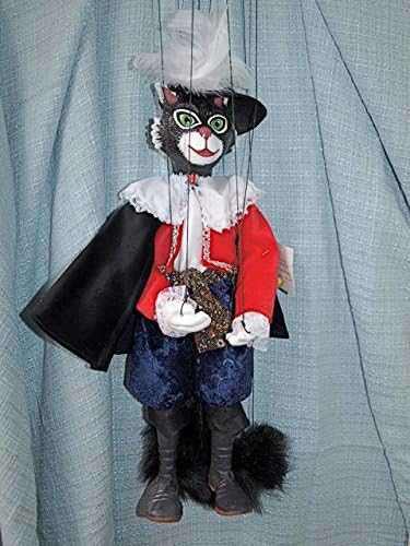 PUSS IN BOOTS 2 Loutka Marionette String Puppets Approx 18" High Hand Made In Prague Czech Republic