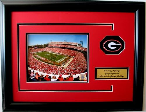 NCAA Georgia Bulldogs Sanford Stadium Framed Landscape Photo with Team Patch and Nameplate