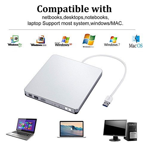 YAHEY External CD Drive USB 3.0 Ultra Portable Storage Drive, External DVD Player/Writer/Burner CD DVD RW Drive for Apple Macbook, Macbook Pro or Other Laptop/Desktops Win10 - Thumbnail 4