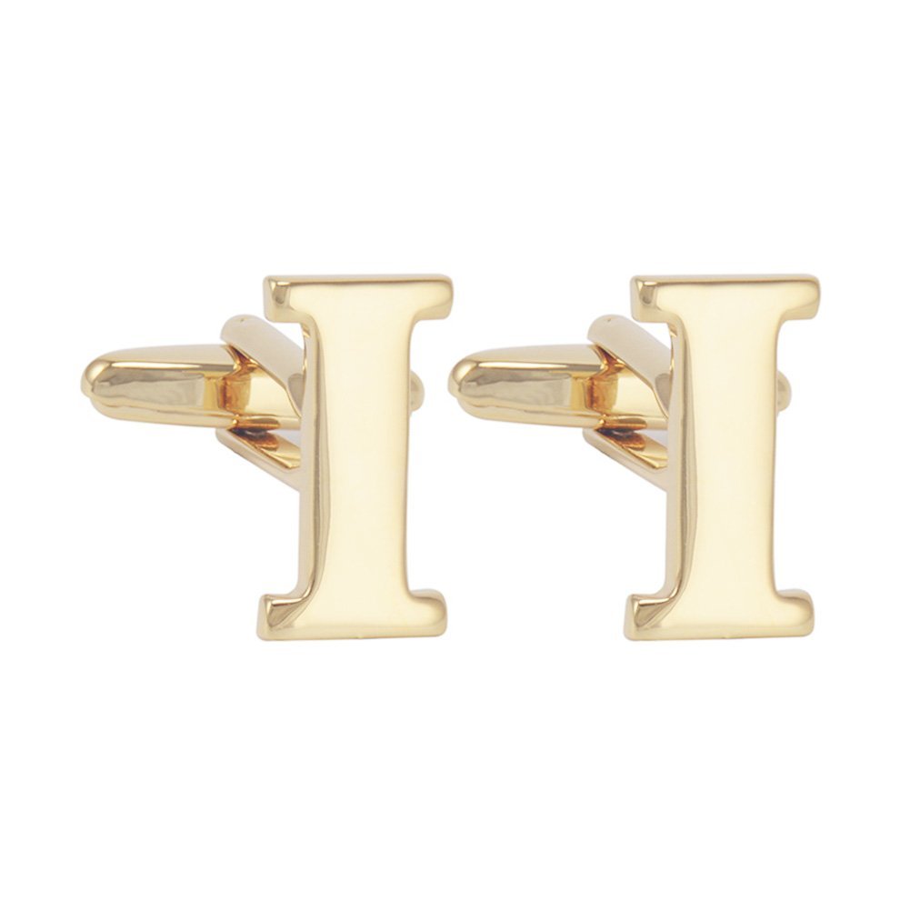Salutto Men's Gold Letter I Cufflinks 1 Pair with Gift Box (I)