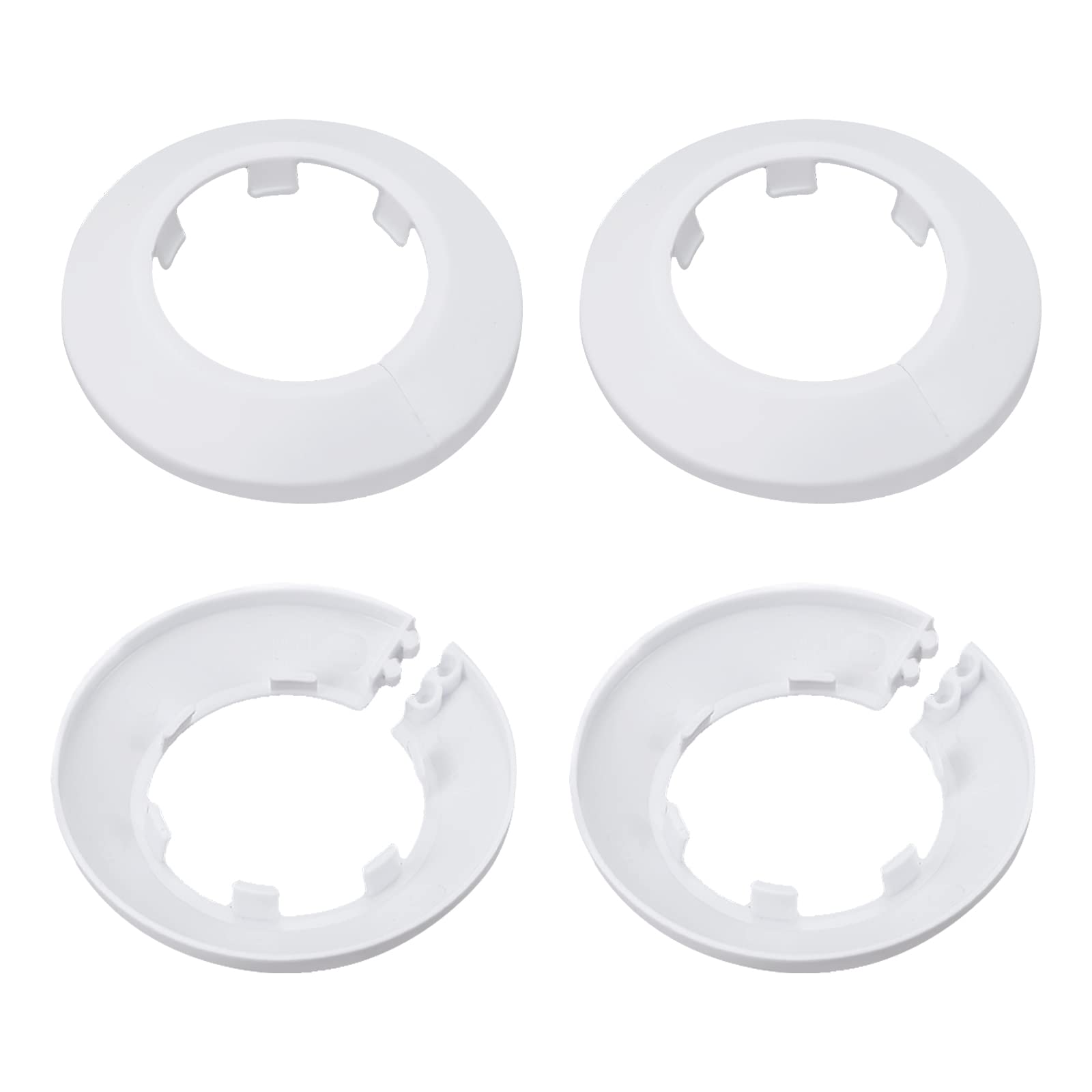 DTGN 75x13mm(DxT) Pipe Cover Decoration - 4Pack - Good for Bathroom Kitchen 44mm Dia Pipe - PP Plastic Escutcheon - White