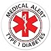 Medical Alert Reflective Decals by ColorSurge | For Wheelchairs, Car Bumpers & Windows | Weatherproof & UV Resistant | Indoor & Outdoor Use (Type 1 Diabetes, Small, 2 Pack)